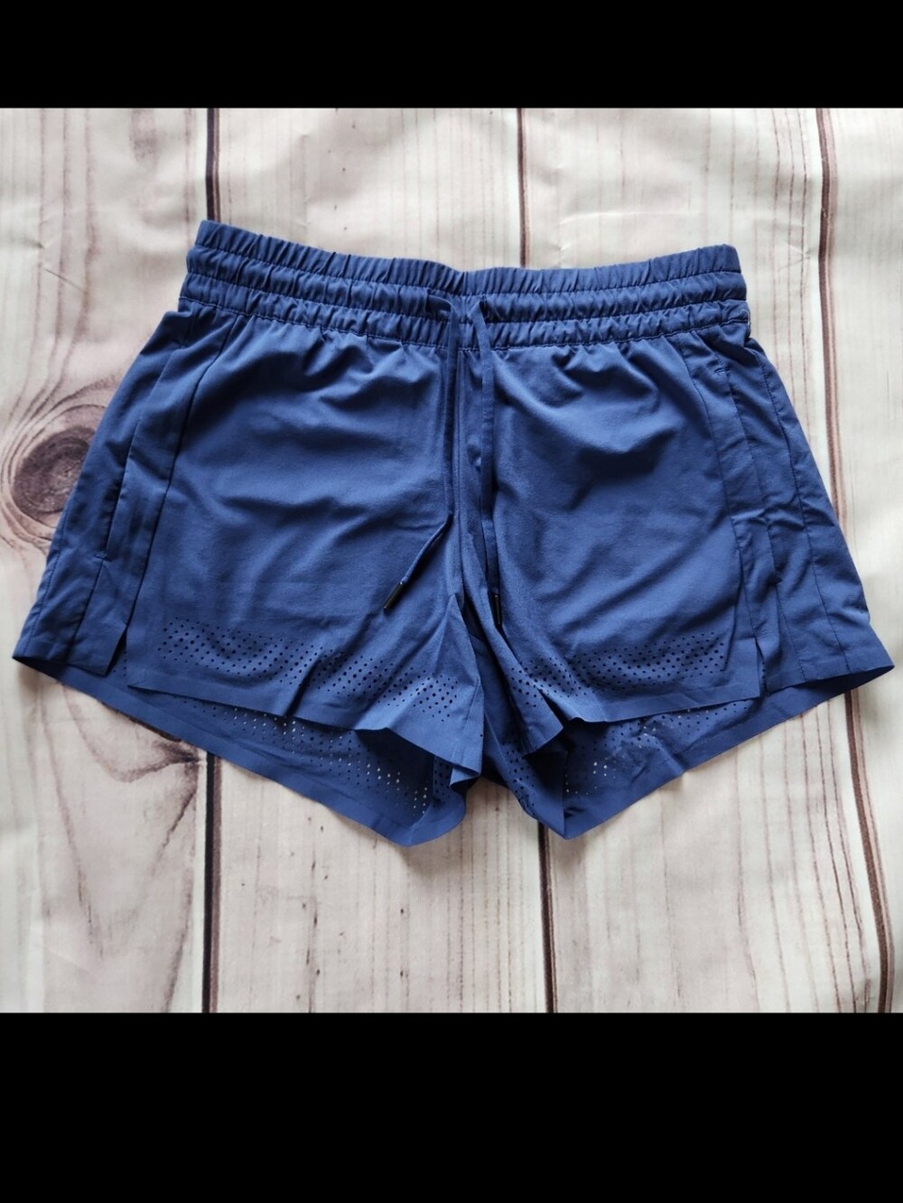 Athleta "Baja Short 2.0" Laser Cut Perforated Blue Athletic | Women's Size 2 - Picture 2 of 10